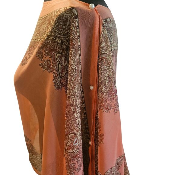 Sheer Paisley Scarf Pearl Buttons Cottage Core Elegance Boho Chic Pattern core - Picture 2 of 11